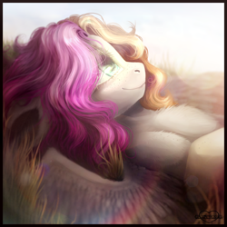 Size: 2050x2050 | Tagged: safe, artist:lenapetrushka, imported from derpibooru, oc, oc only, pegasus, pony, high res, lying down, on back, pegasus oc, smiling, solo