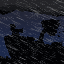 Size: 560x560 | Tagged: safe, artist:minimalistichipster, artist:rottenthemaker, imported from derpibooru, pony, animated, cloud, cloudy, gif, lightning, night, pixel art, rain, raincoat, solo, storm, tree, unknown pony, wind