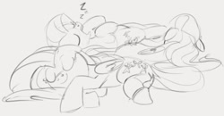 Size: 1023x533 | Tagged: safe, artist:dotkwa, imported from derpibooru, fluttershy, pegasus, pony, cute, eyes closed, lying down, multeity, on back, on side, onomatopoeia, open mouth, shyabetes, sketch, sleeping, snoring, so much flutter, sound effects, zzz