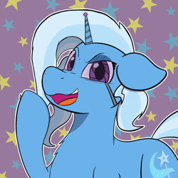 Size: 2000x2000 | Tagged: safe, artist:jsacos, imported from derpibooru, trixie, cyborg, pony, unicorn, chest fluff, high res, looking at you, smiling