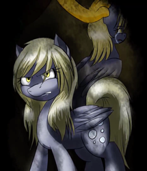 Size: 929x1080 | Tagged: artist needed, source needed, safe, imported from derpibooru, derpy hooves, discord, draconequus, pegasus, pony, angry, crying, discorded, duo, female, male, sad