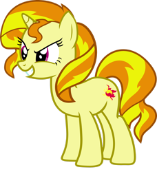 Size: 2340x2563 | Tagged: safe, artist:blah23z, edit, imported from derpibooru, adagio dazzle, sunset shimmer, pony, unicorn, equestria girls, evil grin, female, grin, high res, mare, palette swap, recolor, simple background, smiling, transparent background