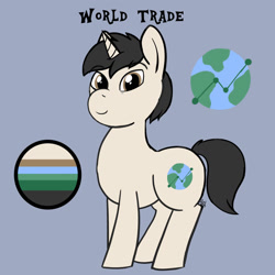 Size: 1280x1280 | Tagged: safe, artist:ashcatarts, imported from derpibooru, oc, oc only, oc:world trade, pony, unicorn, character design, male, simple background, solo