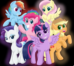 Size: 2900x2600 | Tagged: safe, artist:doodledaydream, imported from derpibooru, applejack, fluttershy, pinkie pie, rainbow dash, rarity, twilight sparkle, alicorn, earth pony, pegasus, pony, unicorn, female, high res, mane six, twilight sparkle (alicorn)