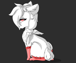 Size: 6000x5000 | Tagged: safe, artist:lostmystery, imported from derpibooru, oc, oc only, deer, deer pony, original species, albino, albino pony, bow, chest fluff, clothes, female, looking at you, looking back, looking back at you, pony oc, socks, solo, wings