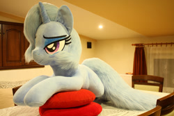 Size: 1024x683 | Tagged: safe, artist:ponimalion, imported from derpibooru, trixie, pony, unicorn, female, heart, heart pillow, irl, life size, mare, photo, pillow, plushie, solo