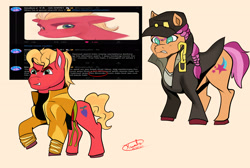 Size: 3000x2015 | Tagged: safe, artist:imalou, artist:kiumba, imported from derpibooru, sprout cloverleaf, sunny starscout, earth pony, pony, spoiler:my little pony: a new generation, anime, dio brando, dio sprouto, fanart, g5, high res, jojo reference, jojo's bizarre adventure, jotaro kujo, my little pony: a new generation