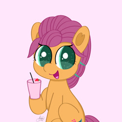 Size: 2160x2160 | Tagged: safe, artist:limitmj, imported from derpibooru, sunny starscout, earth pony, pony, female, g5, mare, smoothie, solo