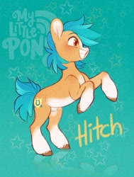 Size: 711x939 | Tagged: safe, artist:bombyoon, imported from derpibooru, hitch trailblazer, earth pony, pony, spoiler:my little pony: a new generation, coat markings, g5, gritted teeth, my little pony: a new generation, nudity, redesign, sheath, socks (coat markings)