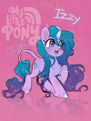 Size: 711x939 | Tagged: safe, artist:bombyoon, imported from derpibooru, izzy moonbow, pony, spoiler:my little pony: a new generation, g5, hoof fluff, leonine tail, my little pony: a new generation, open mouth, redesign, tail