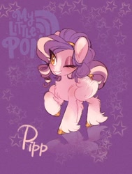 Size: 711x939 | Tagged: safe, artist:bombyoon, imported from derpibooru, pipp petals, pegasus, pony, spoiler:my little pony: a new generation, chest fluff, coat markings, g5, gritted teeth, hoof fluff, my little pony: a new generation, one eye closed, redesign, socks (coat markings)