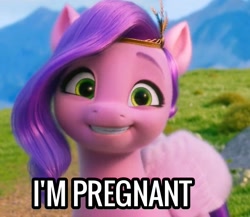 Size: 952x827 | Tagged: safe, edit, edited screencap, imported from derpibooru, screencap, pipp petals, spoiler:my little pony: a new generation, g5, happy, implied pregnancy, my little pony: a new generation