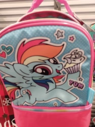 Size: 3120x4160 | Tagged: safe, imported from ponybooru, rainbow dash, pegasus, pony, cupcake, female, food, hoof hold, looking at you, lunch box, solo, solo female, text