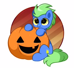 Size: 3670x3387 | Tagged: safe, artist:kittyrosie, imported from derpibooru, part of a set, oc, oc only, earth pony, pony, commission, cute, halloween, high res, holiday, ocbetes, pumpkin, solo, ych result