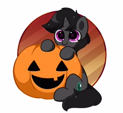 Size: 3670x3387 | Tagged: safe, artist:kittyrosie, imported from derpibooru, part of a set, oc, oc only, pony, unicorn, commission, cute, halloween, high res, holiday, ocbetes, pumpkin, solo, ych result