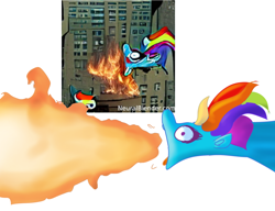 Size: 1024x788 | Tagged: safe, artist:s410, imported from derpibooru, rainbow dash, fire, fire breath, machine learning abomination, neural blender, neuralblender.com