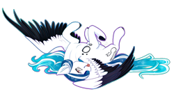 Size: 1486x802 | Tagged: safe, artist:daringpineapple, imported from derpibooru, oc, oc only, oc:marie pixel, pegasus, pony, colored hooves, colored wings, female, lying down, mare, on back, simple background, solo, spread wings, tongue out, transparent background, two toned wings, wings