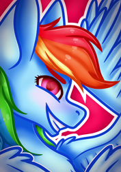 Size: 2480x3508 | Tagged: safe, artist:ermy-poo, imported from derpibooru, rainbow dash, pegasus, pony, bust, female, high res, mare, solo, spread wings, wings