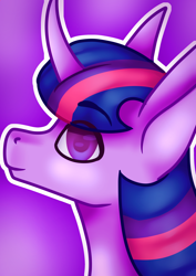 Size: 2480x3508 | Tagged: safe, artist:ermy-poo, imported from derpibooru, twilight sparkle, pony, bust, curved horn, female, high res, horn, mare, profile, solo