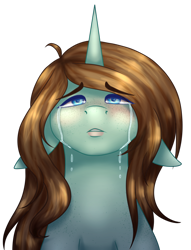 Size: 1920x2513 | Tagged: safe, artist:ermy-poo, imported from derpibooru, oc, oc only, pony, unicorn, bust, crying, floppy ears, simple background, transparent background