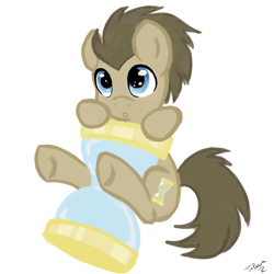 Size: 1200x1200 | Tagged: safe, artist:telasra, imported from derpibooru, doctor whooves, time turner, earth pony, pony, hourglass, male, micro, signature, simple background, smiling, solo, stallion, white background