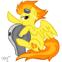 Size: 1920x1920 | Tagged: safe, artist:telasra, imported from derpibooru, spitfire, pegasus, pony, cute, cutefire, eyelashes, female, goggles, mare, signature, simple background, smiling, solo, spitfire's whistle, that pony sure does love whistles, whistle, white background, wings