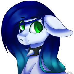 Size: 1920x1920 | Tagged: safe, artist:ermy-poo, imported from derpibooru, oc, oc only, pony, bust, choker, floppy ears, simple background, solo, spiked choker, transparent background