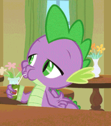 Size: 352x400 | Tagged: safe, imported from derpibooru, screencap, spike, dragon, season 9, the point of no return, spoiler:s09, animated, cropped, drinking, gif, juice, juice box, male, snapping, winged spike, wings