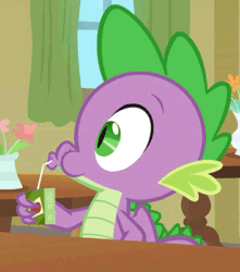 Size: 354x400 | Tagged: safe, imported from derpibooru, screencap, spike, dragon, season 9, the point of no return, spoiler:s09, animated, cropped, drinking, gif, juice, juice box, winged spike, wings