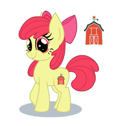 Size: 796x826 | Tagged: safe, artist:lieutenantkyohei, imported from derpibooru, apple bloom, earth pony, pony, alternate cutie mark, barn, female, filly, simple background, smiling, solo, transparent background