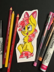 Size: 1024x1365 | Tagged: safe, artist:colorsoul-drawz, artist:colorsoulmlp, imported from derpibooru, apple bloom, earth pony, pony, chest fluff, cutout, female, filly, irl, photo, solo, traditional art