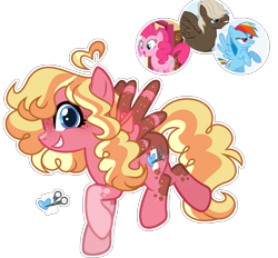 Size: 1573x1459 | Tagged: safe, artist:xxcheerupxxx, imported from derpibooru, dumbbell, pinkie pie, rainbow dash, oc, pegasus, pony, base used, female, magical threesome spawn, mare, offspring, parent:dumbbell, parent:pinkie pie, parent:rainbow dash, simple background, transparent background