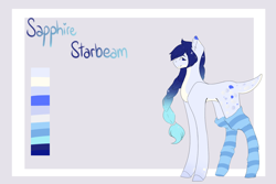 Size: 1500x1000 | Tagged: safe, artist:yuumirou, imported from derpibooru, oc, oc only, oc:sapphire starbeam, earth pony, pony, clothes, female, mare, socks, solo, stockings, striped socks, thigh highs
