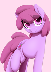 Size: 1400x2000 | Tagged: safe, artist:thebatfang, berry punch, berryshine, earth pony, pony, female, looking at you, mare, simple background, smiling, solo