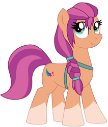 Size: 5515x6517 | Tagged: safe, artist:ejlightning007arts, imported from derpibooru, sunny starscout, earth pony, pony, female, g4, g5, g5 to g4, handbag, looking up, mare, my little pony: a new generation, ponytail, simple background, solo, transparent background, vector