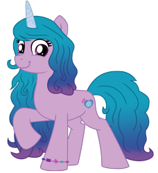 Size: 6353x6961 | Tagged: safe, artist:ejlightning007arts, imported from derpibooru, izzy moonbow, pony, unicorn, cute, female, g4, g5, g5 to g4, izzybetes, looking at you, mare, my little pony: a new generation, ponytail, raised leg, simple background, solo, transparent background, vector