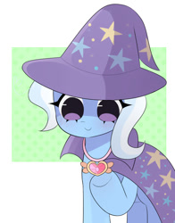 Size: 657x837 | Tagged: safe, artist:arwencuack, imported from derpibooru, trixie, pony, unicorn, celestial advice, cape, clothes, cute, diatrixes, equestrian pink heart of courage, fanart, female, hat, jewelry, magic, mare, necklace, smiling, solo, trixie's cape, trixie's hat