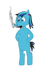 Size: 524x776 | Tagged: safe, artist:djmatinext, imported from derpibooru, oc, oc only, oc:blue harmony, earth pony, pony, beard, bipedal, cigar, ear piercing, facial hair, learning to draw, phone drawing, simple background, smoke, smoking, solo, standing, white background