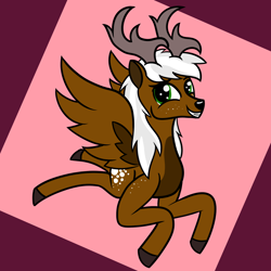 Size: 2000x2000 | Tagged: safe, artist:dafiltafish, imported from derpibooru, oc, deer, pegadeer, buck, cloven hooves, deer oc, high res, long hair, looking at you