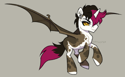 Size: 2809x1732 | Tagged: safe, artist:renhorse, imported from derpibooru, oc, oc only, oc:magentine, alicorn, bat pony, bat pony alicorn, pony, bat wings, horn, male, simple background, solo, stallion, wings