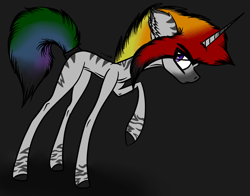 Size: 2233x1755 | Tagged: safe, artist:beamybutt, imported from derpibooru, oc, oc only, pony, unicorn, dark background, ear fluff, horn, multicolored hair, rainbow hair, raised hoof, solo, unicorn oc