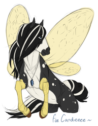 Size: 701x910 | Tagged: safe, artist:royvdhel-art, imported from derpibooru, oc, oc only, pony, butterfly wings, jewelry, necklace, simple background, solo, white background, wings