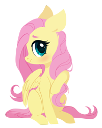 Size: 2400x3000 | Tagged: safe, artist:belka-sempai, imported from derpibooru, fluttershy, pegasus, pony, blushing, cute, female, high res, looking at you, mare, missing cutie mark, profile, raised hoof, shyabetes, simple background, sitting, solo, transparent background, turned head, wings