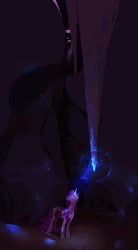 Size: 1188x2160 | Tagged: safe, artist:yanisfucker, imported from derpibooru, oc, oc only, pony, unicorn, ambiguous gender, caves, glowing, glowing horn, horn, solo