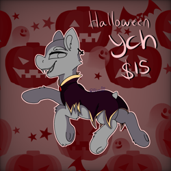 Size: 1439x1439 | Tagged: safe, artist:bluemoon, imported from derpibooru, oc, pony, vampire, clothes, commission, costume, fangs, halloween, halloween costume, holiday, nightmare night, solo, ych example, your character here