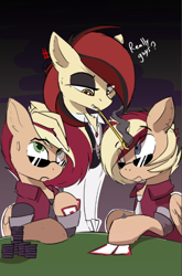 Size: 422x639 | Tagged: safe, artist:beardie, imported from derpibooru, oc, oc only, oc:casino royale, oc:even split, oc:low roller, earth pony, pegasus, brothers, female, male, siblings, twins