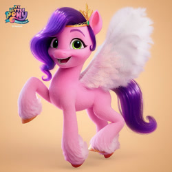 Size: 640x640 | Tagged: safe, artist:jonatancatalan, imported from derpibooru, pipp petals, pegasus, pony, spoiler:my little pony: a new generation, female, g5, mare, my little pony: a new generation, my little pony: a new generation logo, purple mane, purple tail, solo, spread wings, tail, unshorn fetlocks, wings