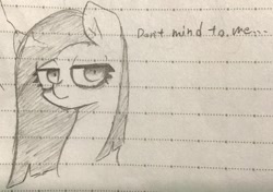 Size: 1158x816 | Tagged: safe, artist:metaruscarlet, imported from derpibooru, pinkie pie, earth pony, pony, female, lined paper, mare, pinkamena diane pie, sketch, solo, traditional art