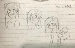 Size: 1383x883 | Tagged: safe, artist:metaruscarlet, imported from derpibooru, pinkie pie, earth pony, pony, female, lined paper, mare, pinkamena diane pie, sketch, solo, traditional art