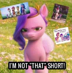 Size: 720x735 | Tagged: safe, artist:erynerikard, edit, edited screencap, editor:i-shooped-a-pwny, imported from derpibooru, screencap, hitch trailblazer, izzy moonbow, pipp petals, sunny starscout, zipp storm, pegasus, pony, spoiler:my little pony: a new generation, angry, blatant lies, denial's not just a river in egypt, female, g5, looking at you, mane five (g5), mare, my little pony: a new generation, pipp is short, pipp petals is not amused